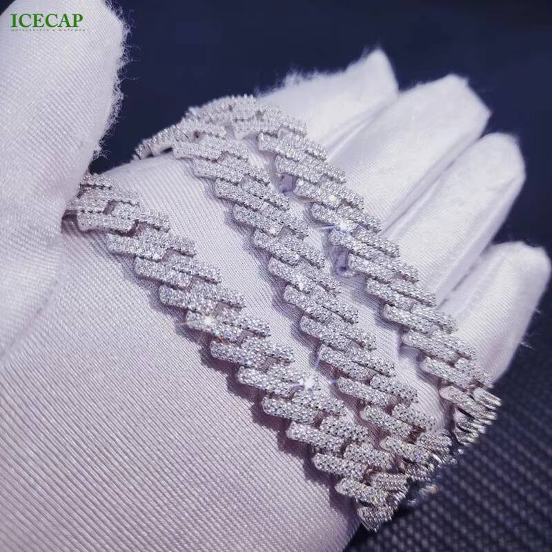 Custom Vvs Moissanite Cuban Link Chain Fashion Jewelry Necklace Hip Hop Iced Out High Quality 925 Silver Miami Chain