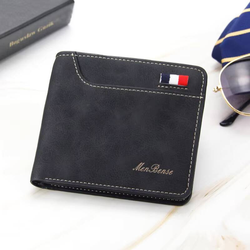 New Men Short Wallets Retro Simple Card Male Purse High Quality PU Leather Photo Holder Fashion Casual Mens Wallet ddmynov