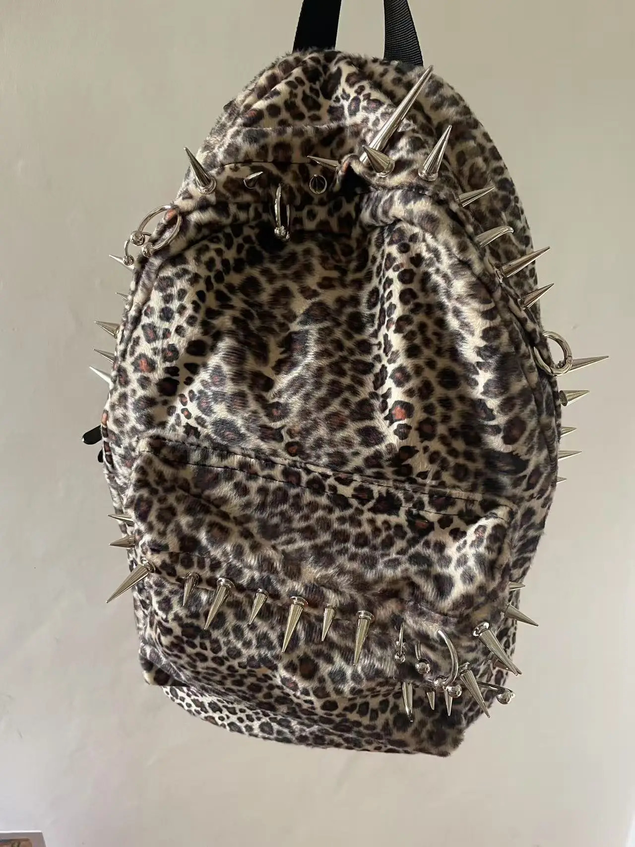 punk rivet leopard print backpack mens bag large capacity fashion Backpacks for women 250714