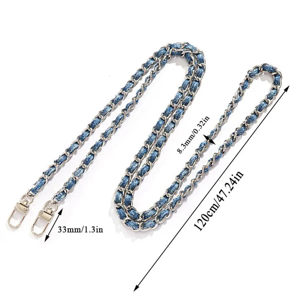 120cm Metal Aluminum Bag Chain Braided Denim Crossbody Bag Replacement Strap Hand-Woven Shoulder Handbag DIY Detachable Straps 250712