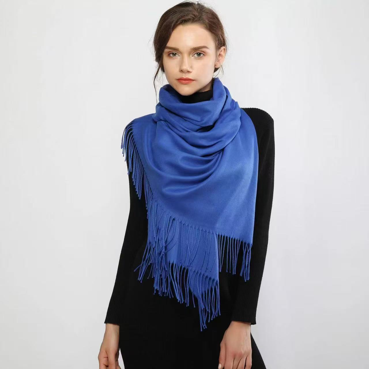 K1378 Pure color imitation cashmere gift scarf thick versatile shawl warm outer wear travel dual purpose