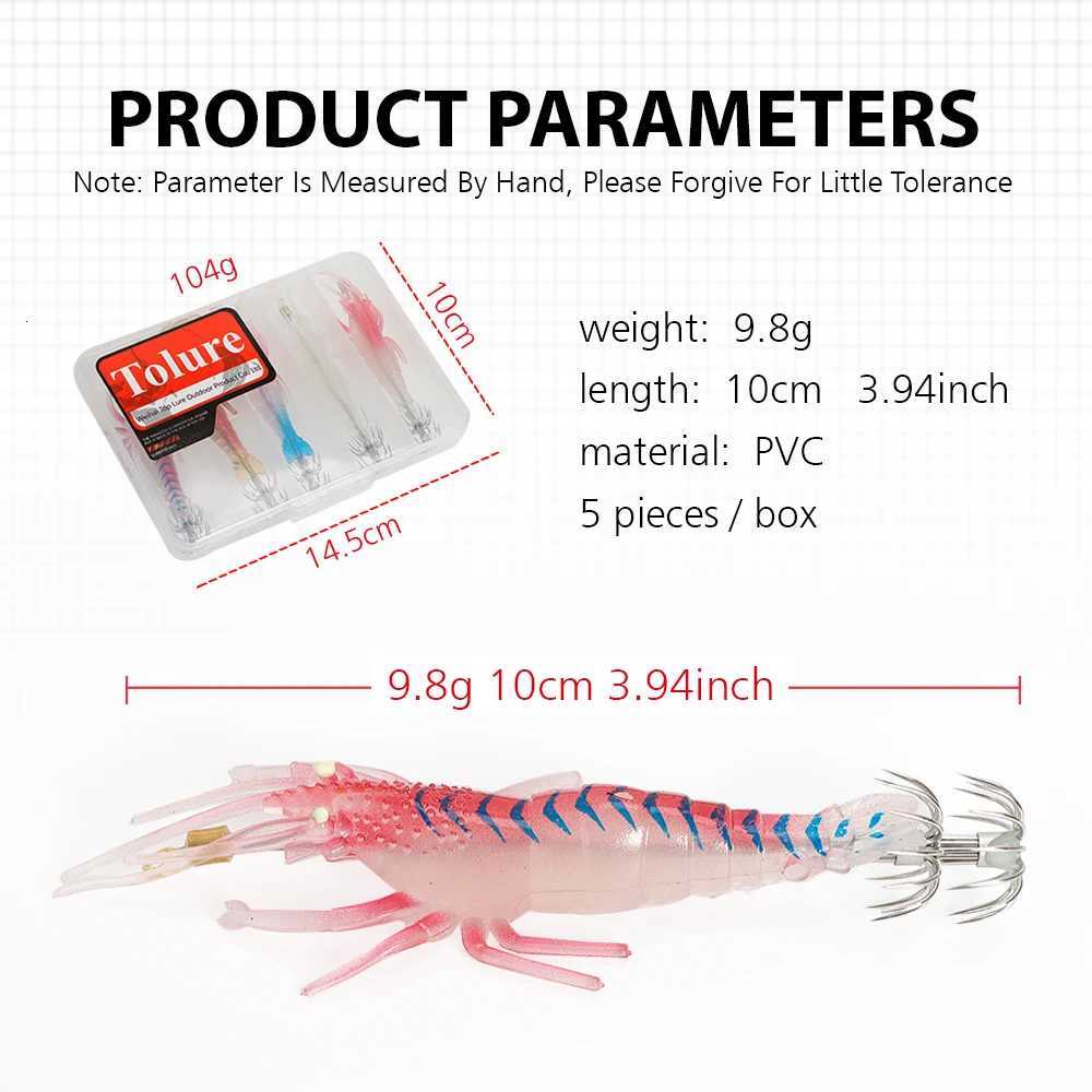 TOLU 2024 New Soft squid bait 9.8g/10cm 5pcs/pack Luminous squid Jig Fishing Lure Artificial bait For Webfoot Octopus Cuttlefish Z250717