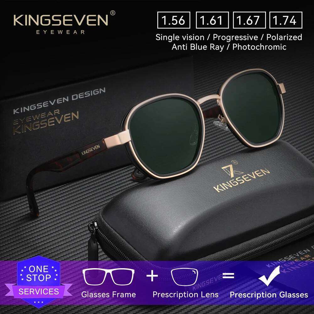 KINGSEVEN Causal Round Retro Optical Sunglasses Myopia Hyperopia PrescriptionGlasses Outdoor Driving Fashion Men Women Eyewear