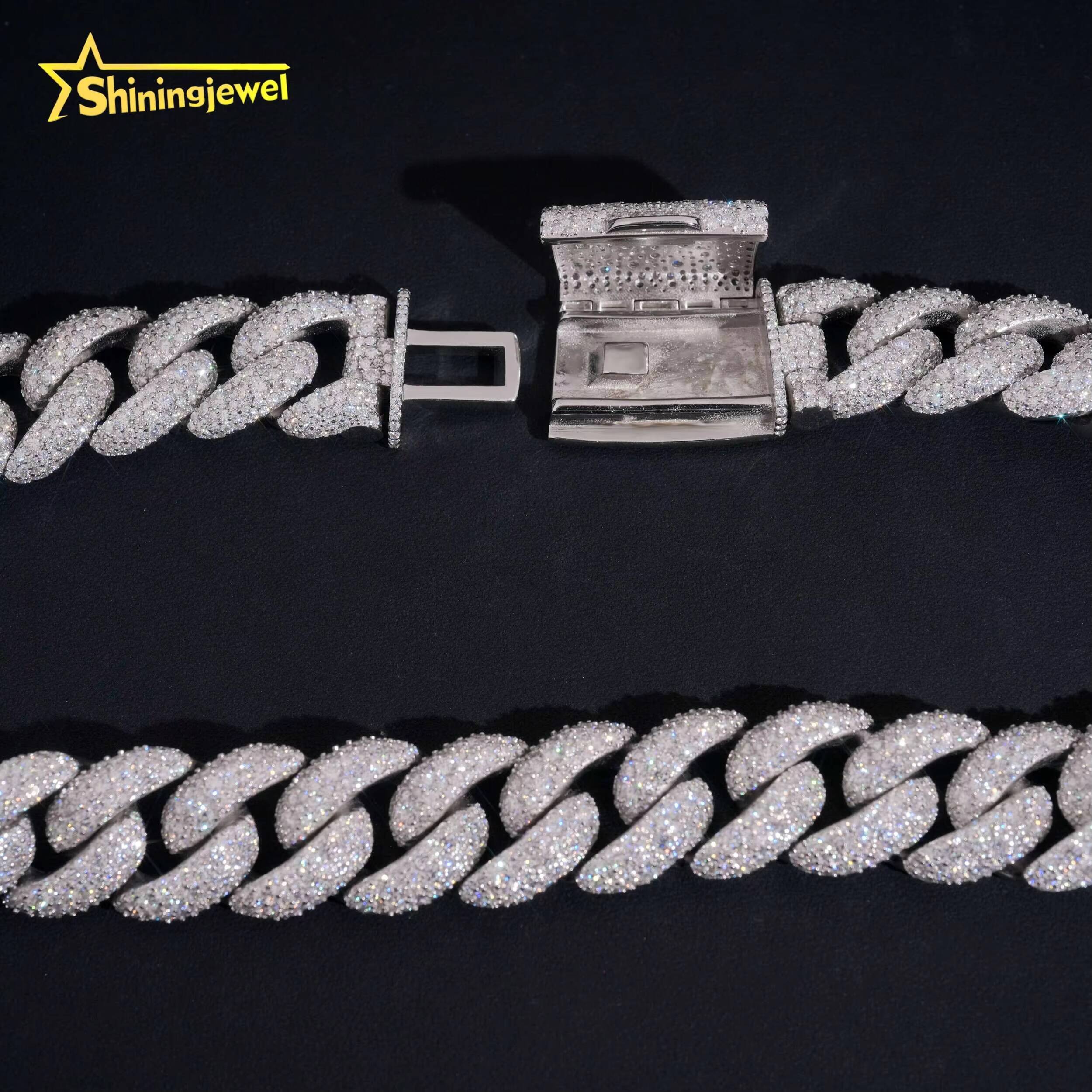 Luxury Chunky Mosaic 23mm Cuban Links Top Quality Chunky Heavy Rapper Jewelry Iced Out Moissanite Diamond Cuban Link Chain