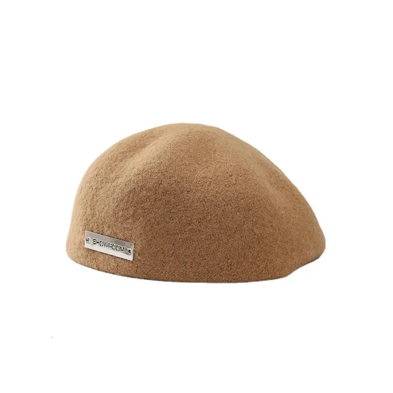 Korean Wool Beret Hat for Women Vintage Style Winter Autumn Hat with Metal Fashionable Versatile 250716