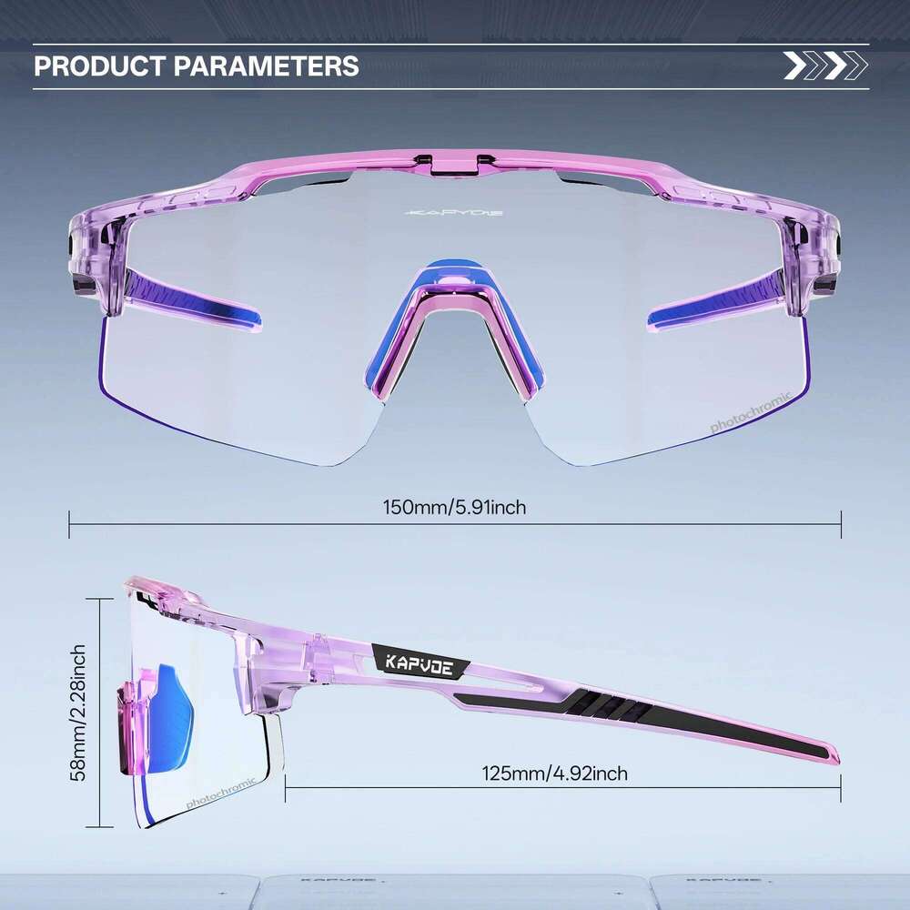 KAPVOE Photochromic Cycling Sunglasses Women Night Sports Glasses MTB Bicycle Riding Bike Equipment UV400 Outdoor Camping Mask