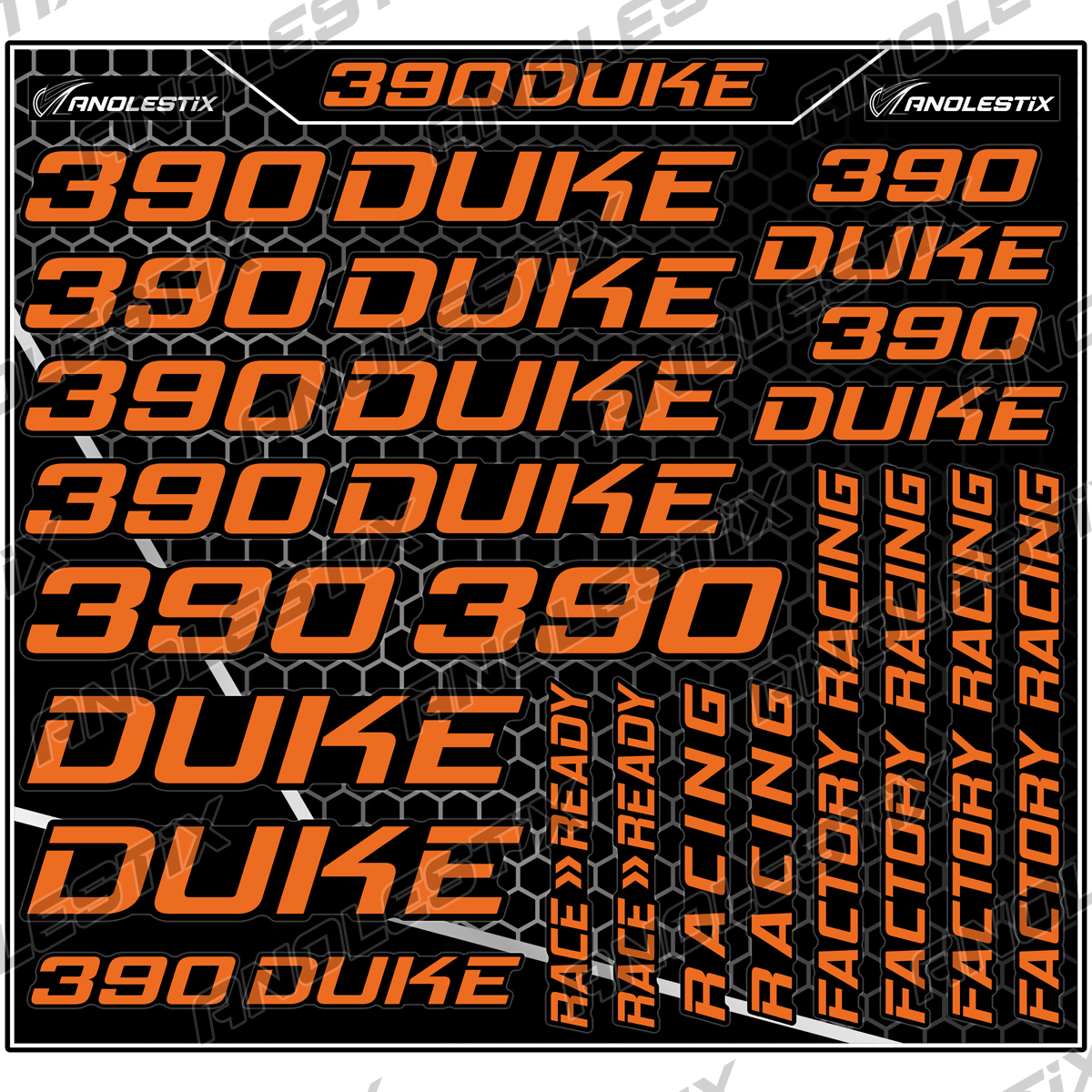 AnoleStix Vinyl Motocross Motorcycle Stickers Logo Set Emblem Tank Helmet Decals For KTM Duke 390