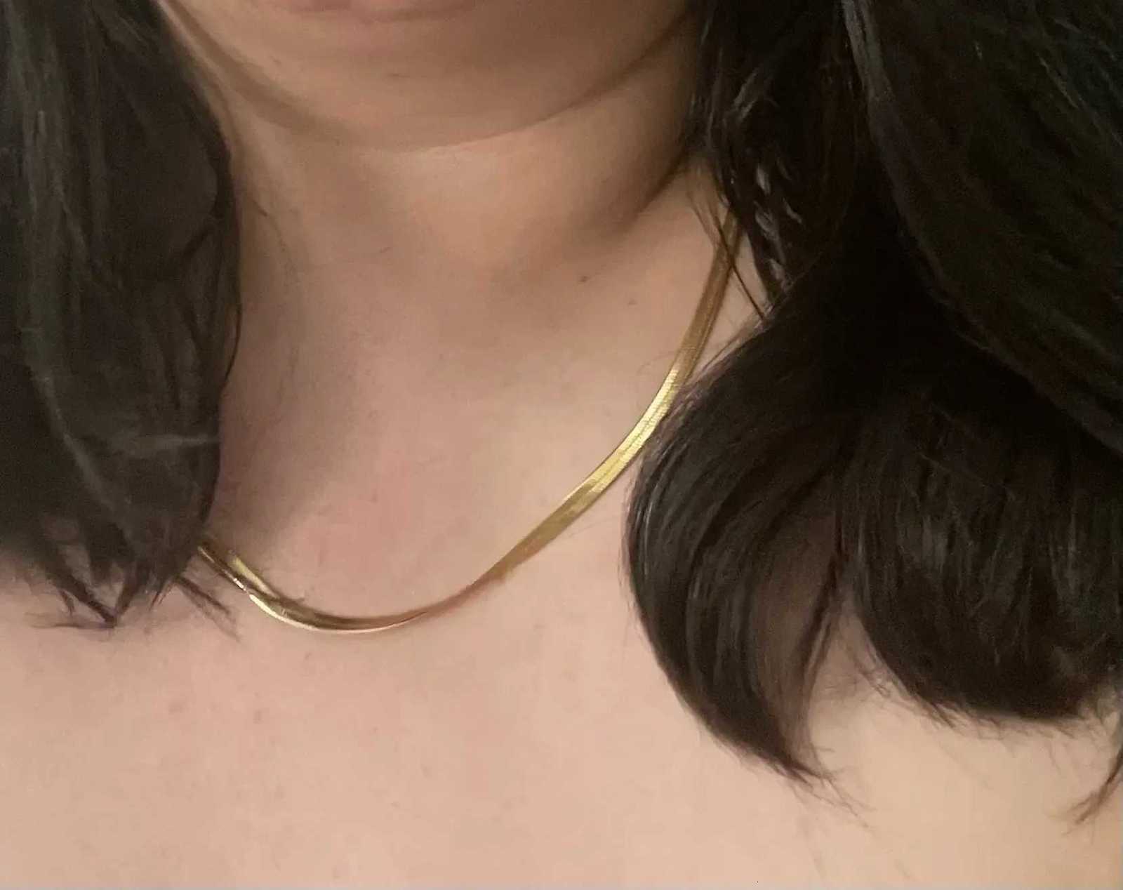 3mm Width Stainless Steel Flat Necklace Gold Color Waterproof Thin Snake Chain Mens Gift Jewelry Various Length XJ250717