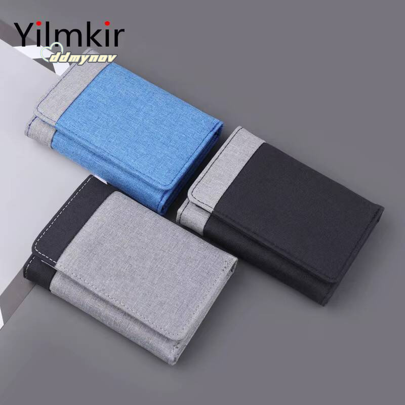 Simple Canvas Mens Tri Fold Wallet Large Capacity Casual Convenient Multi Purses Short Document Bag Fashion Card Case ddmynov