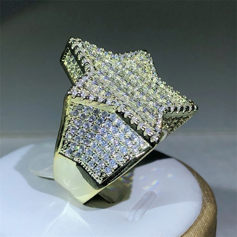 925 Silver arrivel Hip-hop Micro-inlaid Zircon Big Five-pointed For Men and Women Jewelry 250716