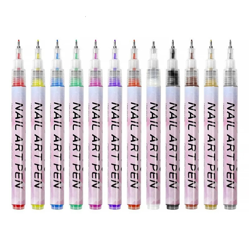 12pcs/Set Nail Art Graffiti Pen Nail Marker Drawing Abstract Lines Fine Detail Floral n Waterproof Nail Painting tools 250716