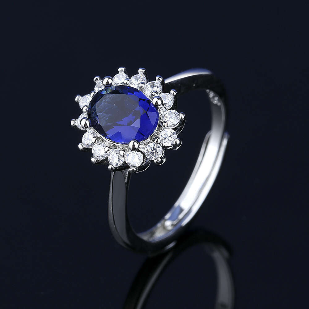 Exquisite Personality Blue Helix Stud Zircon Earrings for Women Niche Autumn Winter High-end Necklace Sier-plated Ring 159