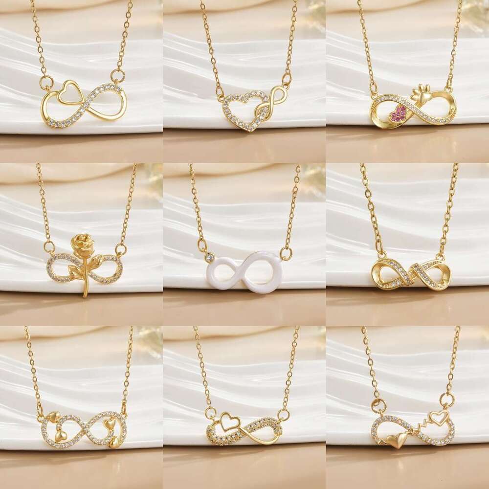 Personalized Design Infinite Loop Zircon Necklace Titanium Steel Figure 8 Collarbone Chain Women's Non-Fading Jewelry E70