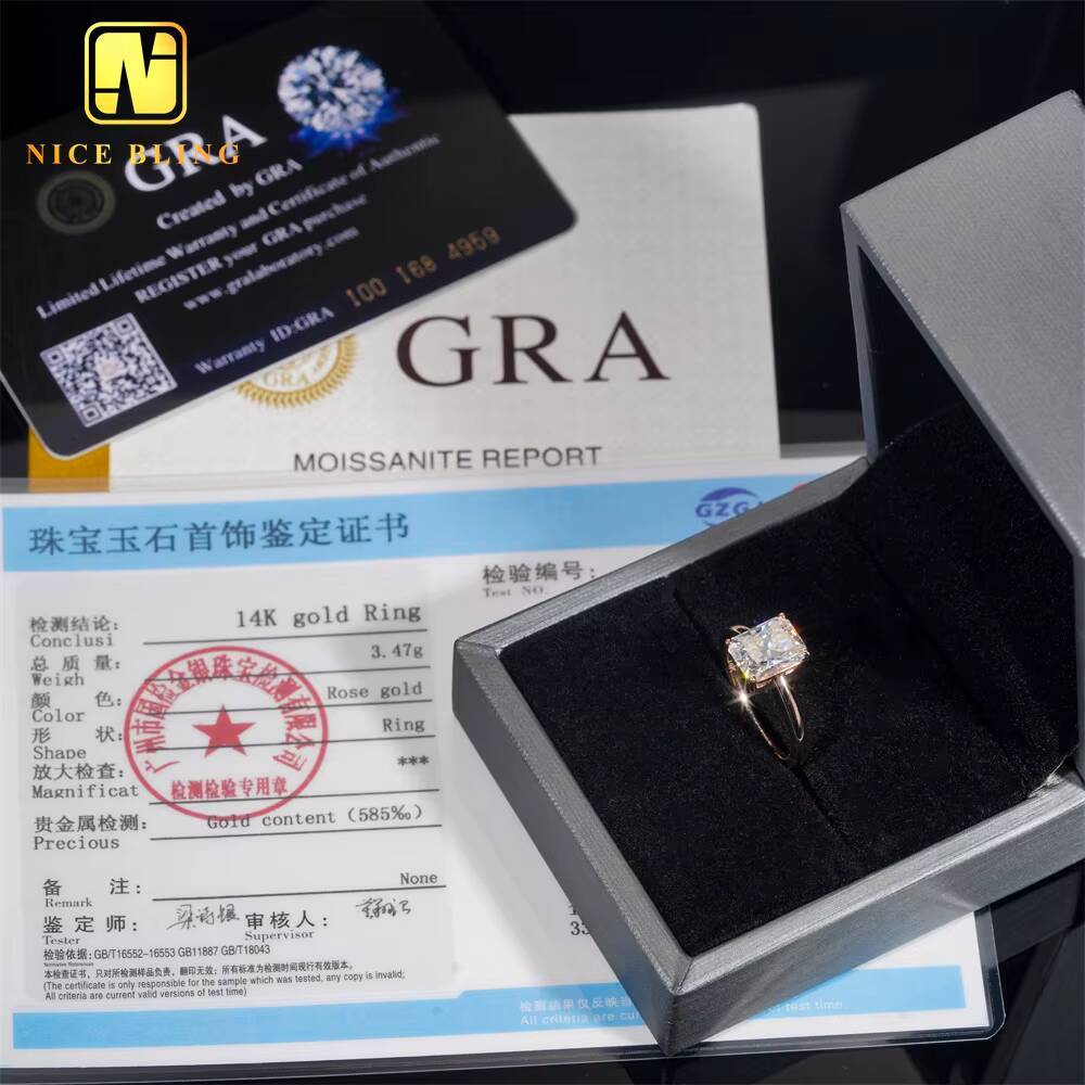Luxury Radiant Cut Diamond Wedding Rings Women 14K Real Gold VVS Moissanite Engagement Ring for Women