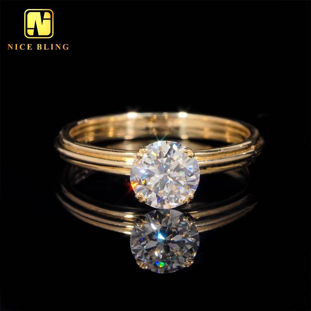 Ladies Jewelry Diamond Wedding Rings Women 10K Real Gold Round Cut VVS Moissanite Engagement Rings for Women
