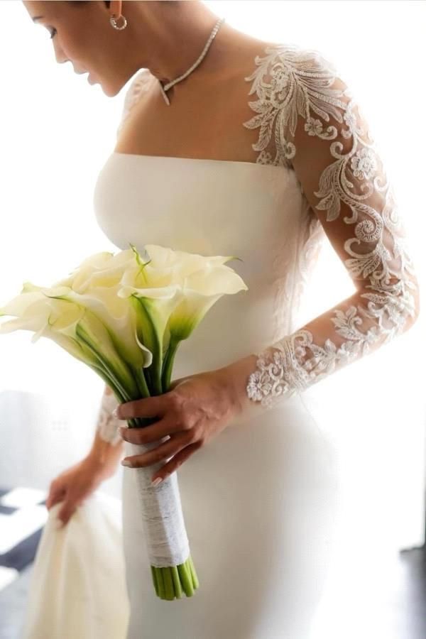 Sexy Summer Open Back Mermaid Wedding Dresses Sheer Lace Long Sleeves Simple Women Bohemian Garden Beach Bridal Gowns Western Robe de mariage BC19598