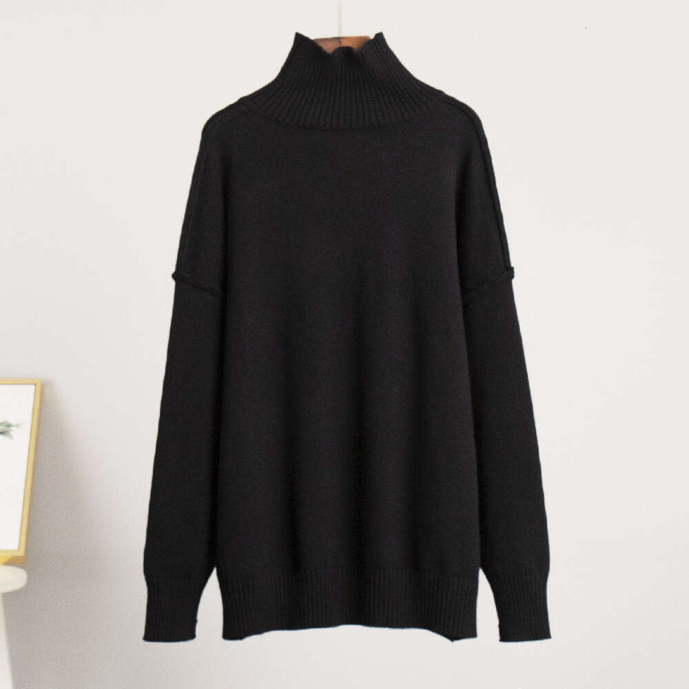 Patchwork Turtleneck For Women, New Autumn Winter Casual Loose Thick Knitted Pullover Sweater B5