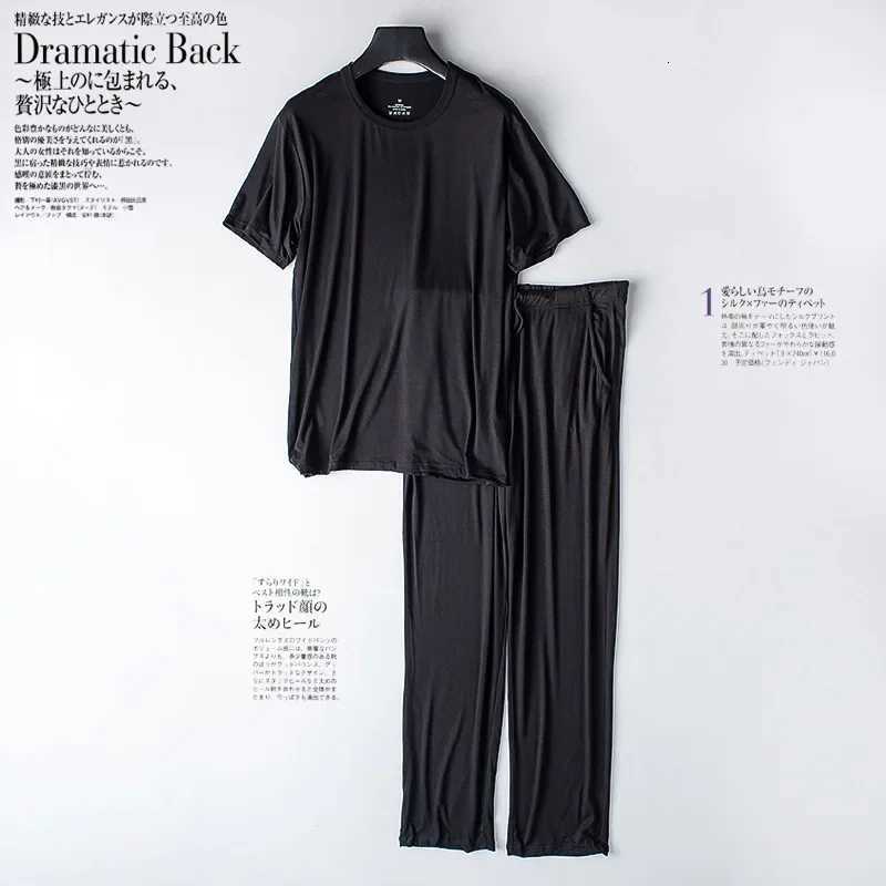 Mens Spring and Summer New Modal Pajamas Two-Piece Short-Sleeved Trousers Thin Large Size Loose Sports Home Wear Suit Sleepwear W250717