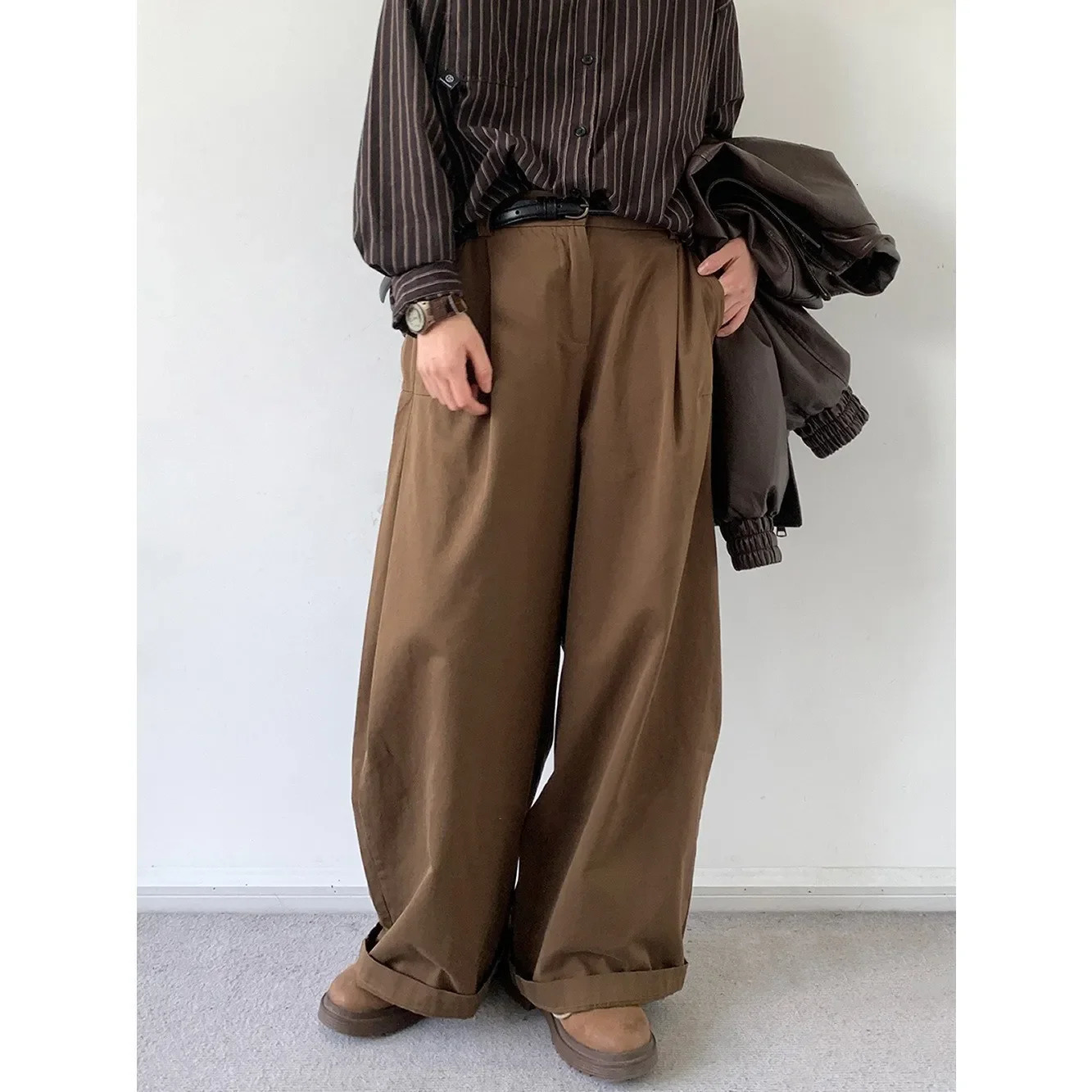 Japanese Vintage Basic Workwear Trousers For Men Women Spring Autumn Loose-fit Wide-leg Casual Pants Ins Boyfriend Style 250715