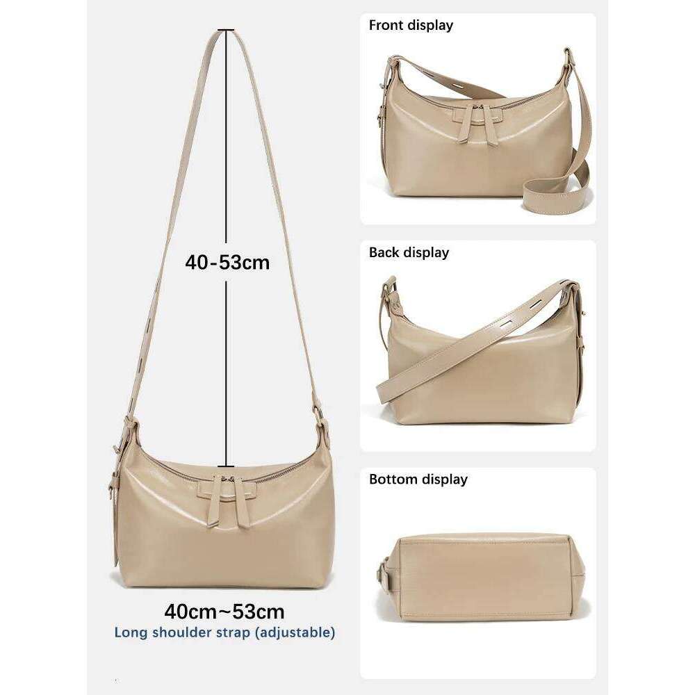 Zency Fashion Leather Handbag Genuine Cowhide Ladies Crossbody Large Capacity Shoulder Summer Lightweight Brown Satchels New