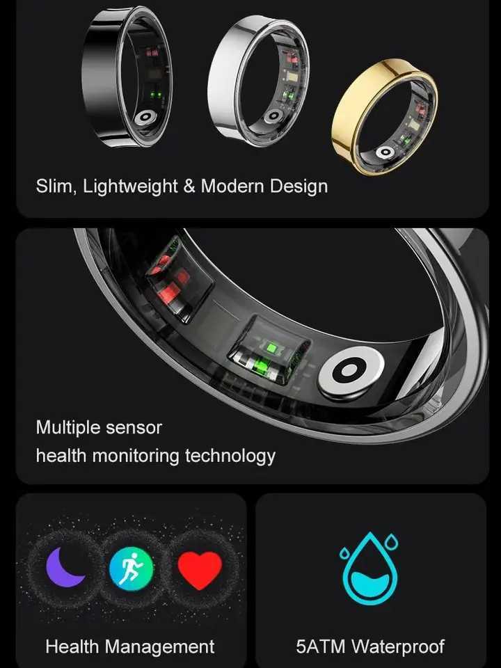 New Smart Ring R09 Health Monitor Multi Sport Mode Skin Temperature Measurement 5ATM Waterproof Smart Ring With Charging Case W250819