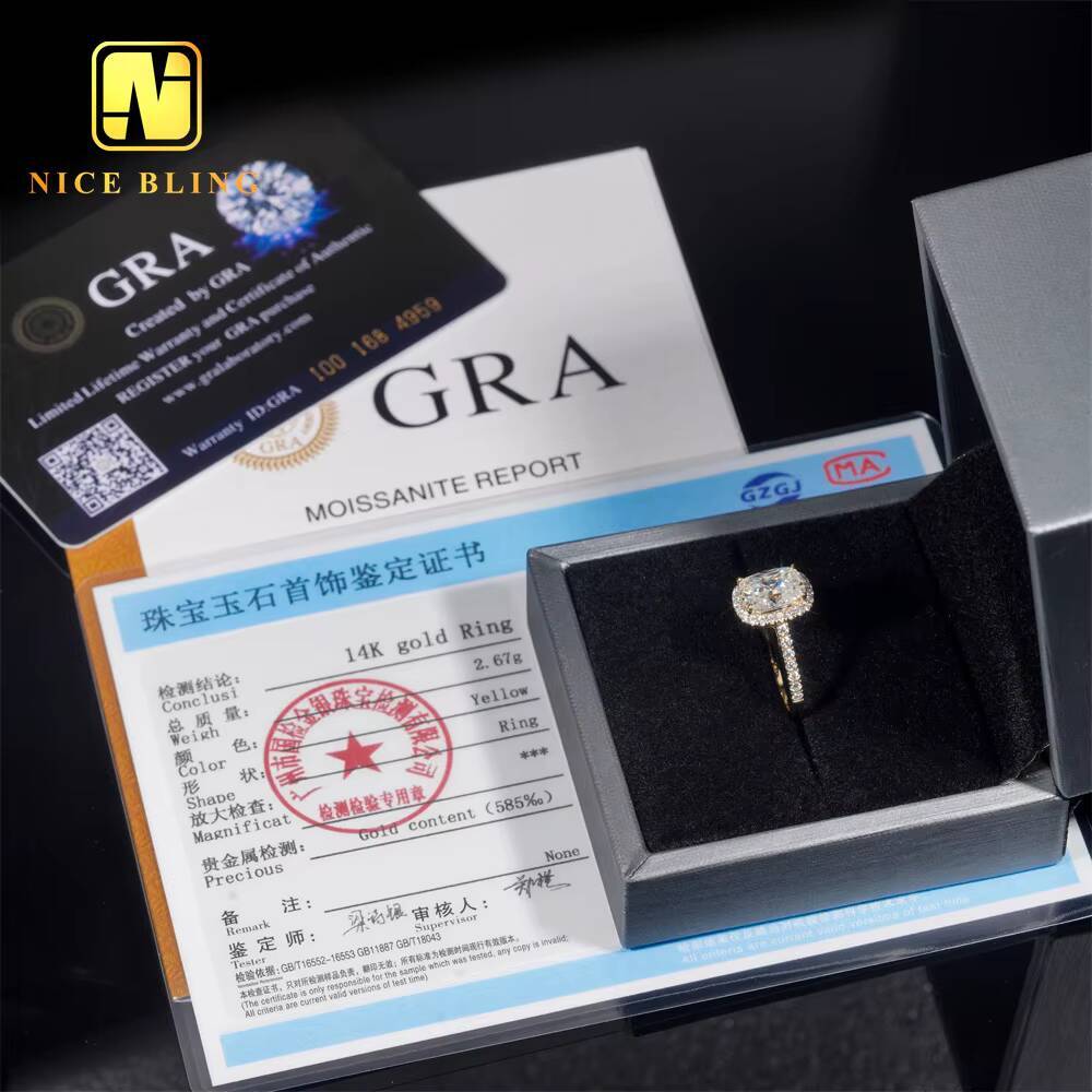 Diamond Wedding Rings Women VVS Moissanite 14K Gold Cushion Cut Ring Moissanite Engagement Ring for Men Women