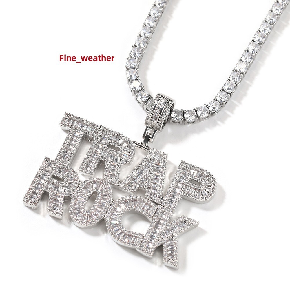 18k Gold Plated Personalized Initial Necklace Zircon Stone Ice Out Custom Letter Pendant Hip Hop Jewelry