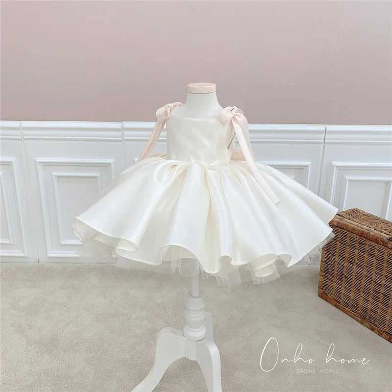 Baby Girl Flower Dress Kids Birthday Baptism Dresses For Children White Ball Gowns Girls Boutique Party Wear Elegant Frocks Z250716