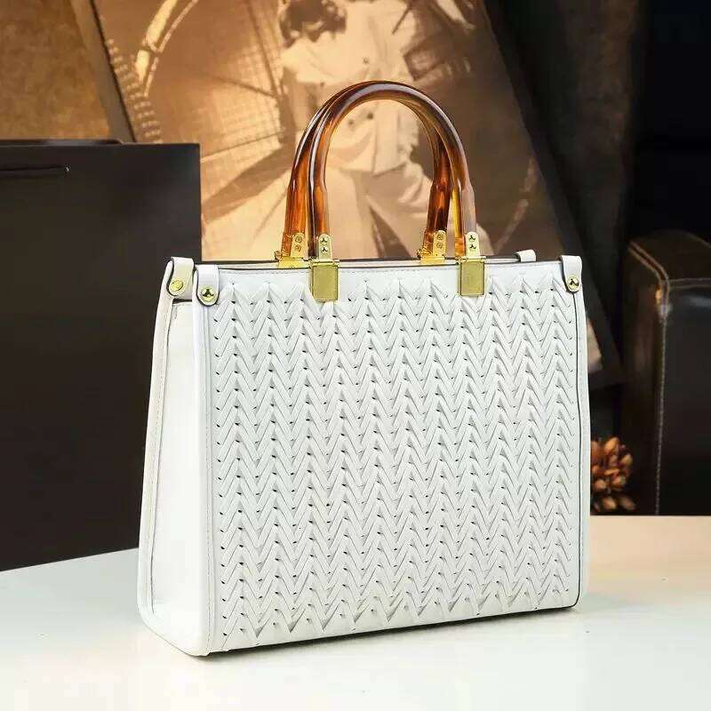 2024 New French Style Woven Bamboo Handbag Women's Crossbody High Quality Large Capacity Single Shoulder Bag
