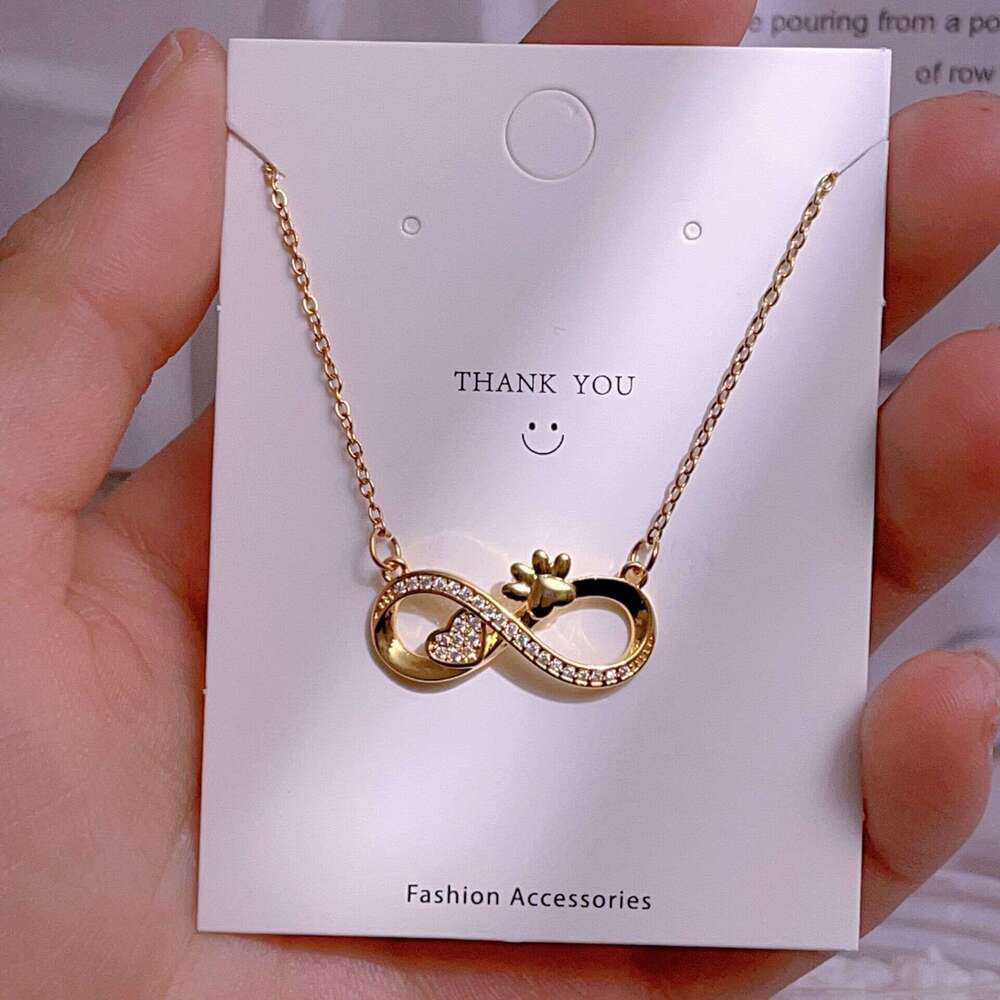 Titanium Steel Clavicle Chain Lucky 8 Pendant Necklace For Women Light Ins Style Hundred Towers Jewelry 10A