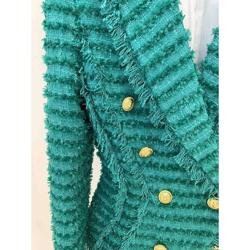 HIGH STREET Newest 2024 F/W Designer Jacket Women's Slim Fit Tassel Fringed Tweed Blazer