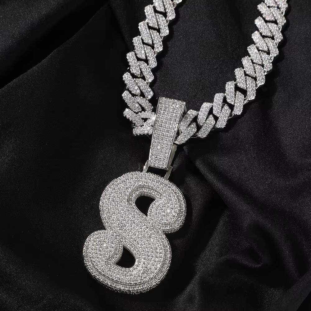 High Quality Full Diamonds Letter Initial Name M Jewelry Personalized Custom Hiphop Pendant Necklace