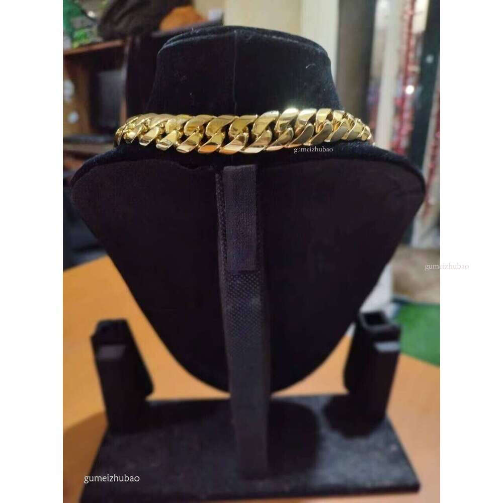 chain StoreK gold20mmMiami Link Cuban Genuine Silicone Stone Men's Chain 14k Gold Plated