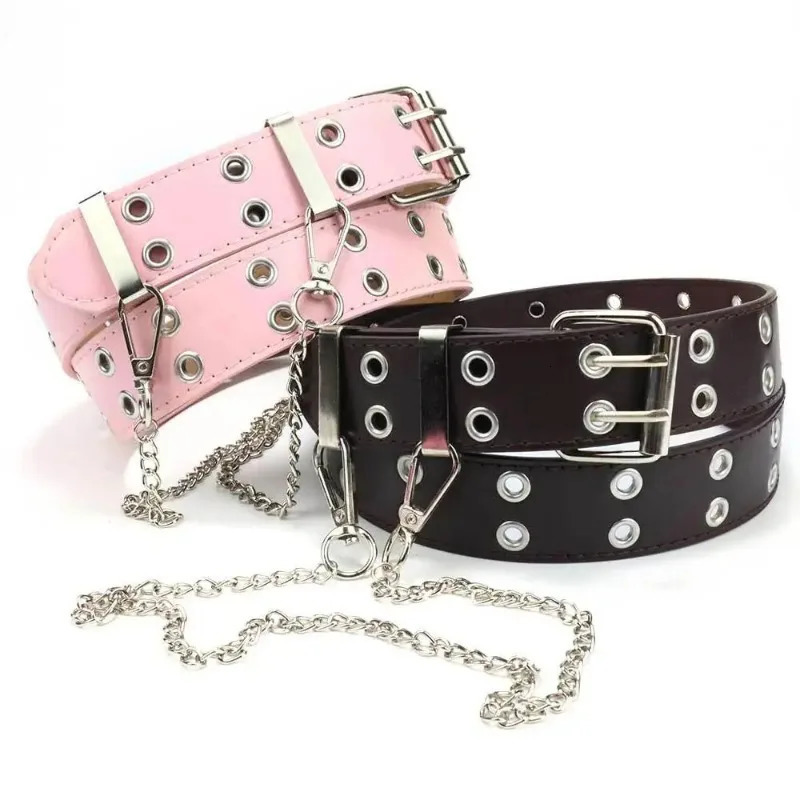 Punk Belts for Men and Women Accessorize Everything Y2k Niche Feeling Pink Chain Jeans with Air Eye Belt Chain Belt 250717