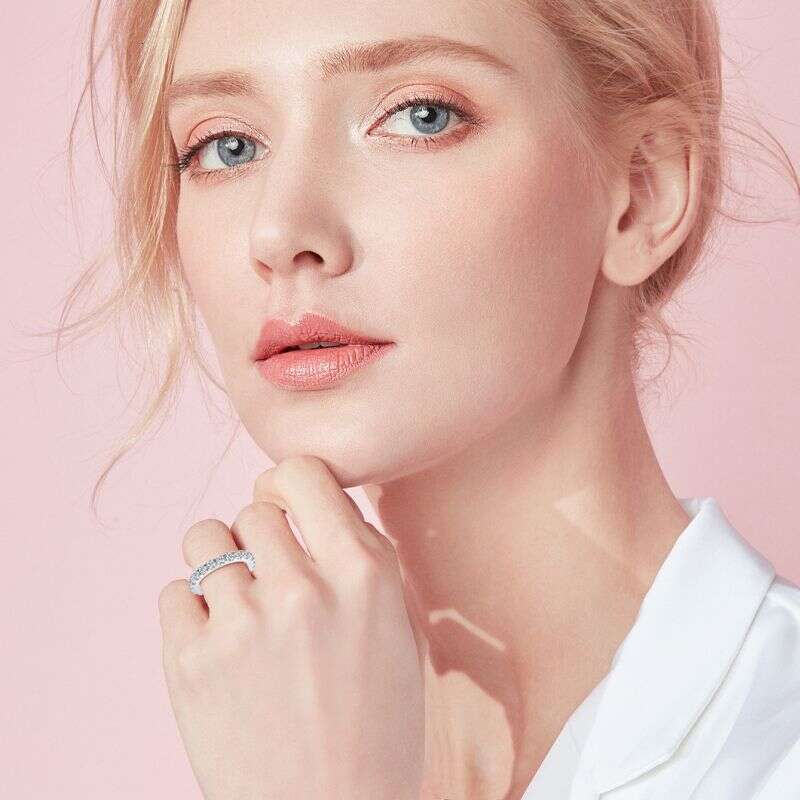 High-End Moissanite Row S Pure Silver Gold-Plated Full Diamond Ring For Women 24C