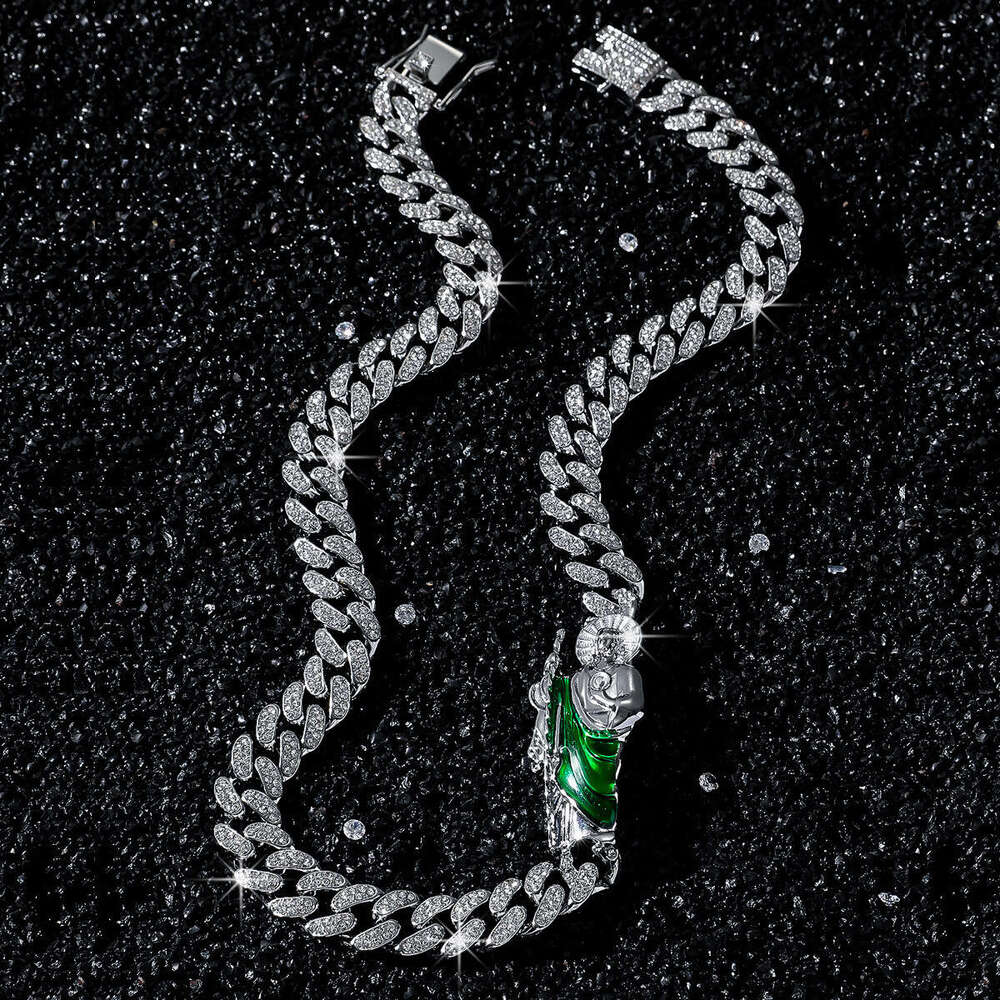 Religious Saint Jude Statue Spliced Chain Hip-Hop Style Men's 12mm Full Dia Necklace