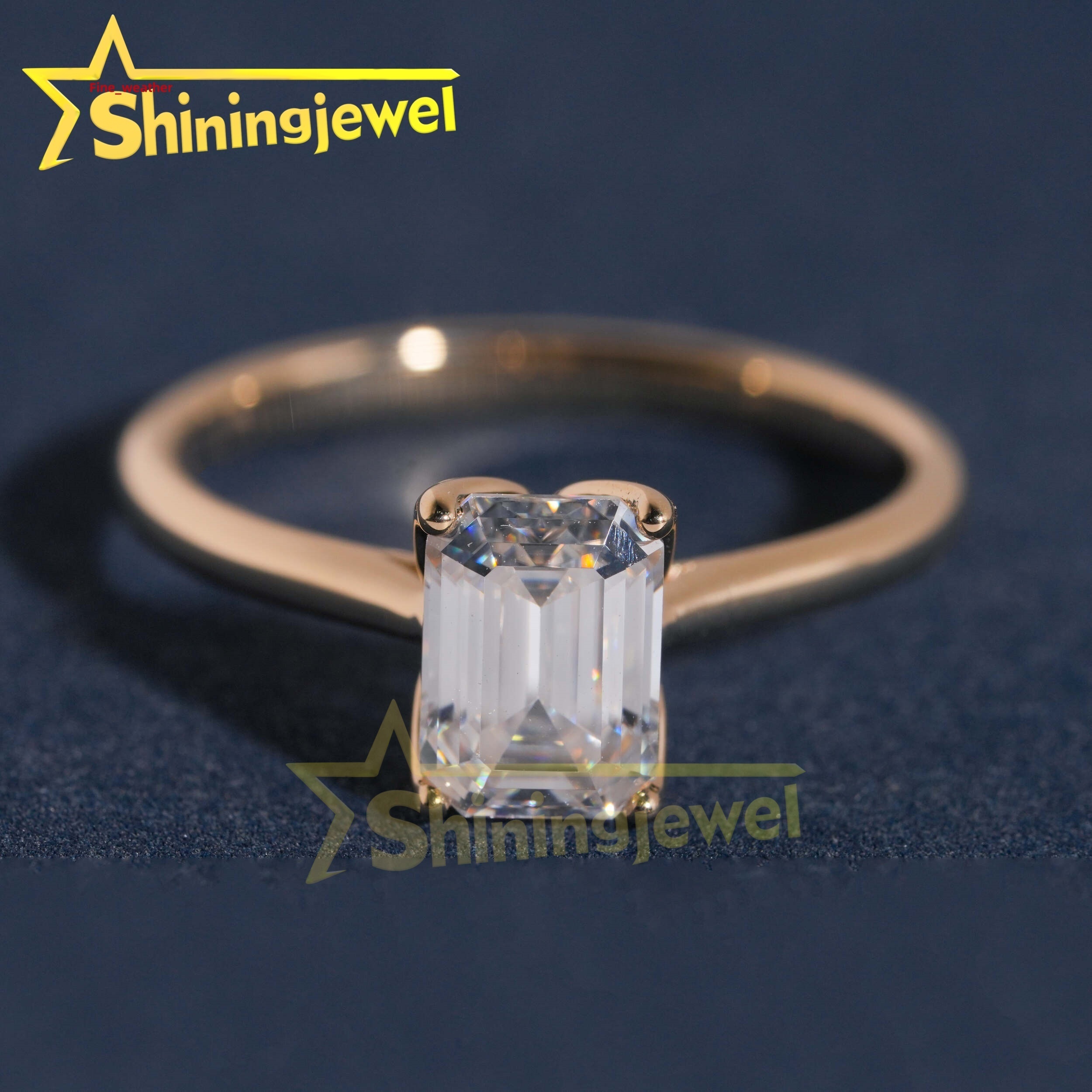 Customized Emerald Lab Diamonds10K 14K 18K Solid Gold GRA Moissanite Pass Diamond Tester Plain Band Wedding Rings Fine Jewelry