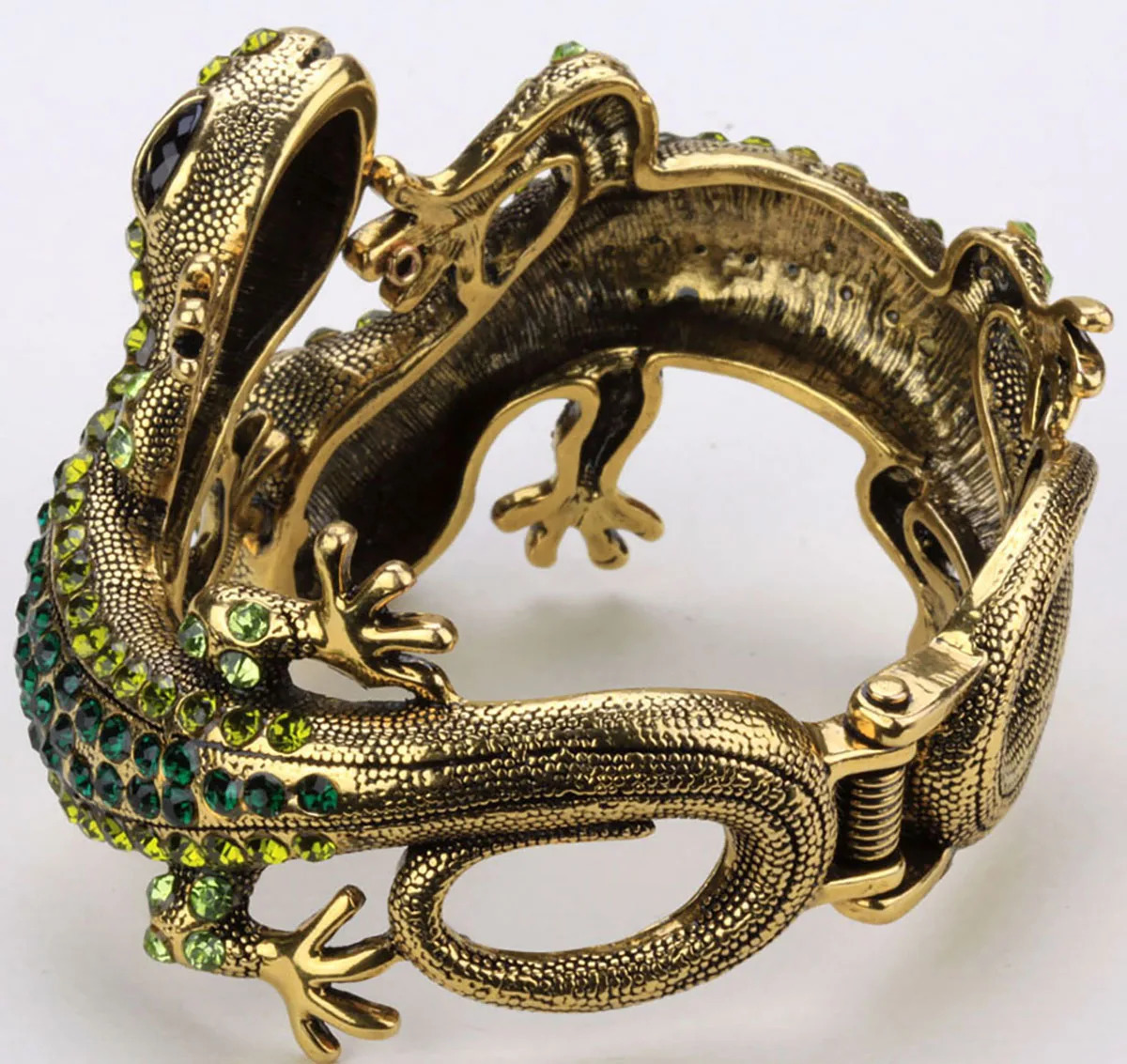 YACQ Gecko Bangle Bracelet Antique Gold Silver Color Animal Bling Crystal Jewelry Gifts for Women Her Girls Drop A08 250717