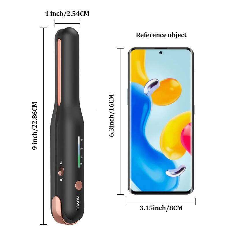 NOVUS Cordless and Curler 2 in 1 USB Mini Ceramic Fast Heating Portable Hair Straightener for New Year Gift