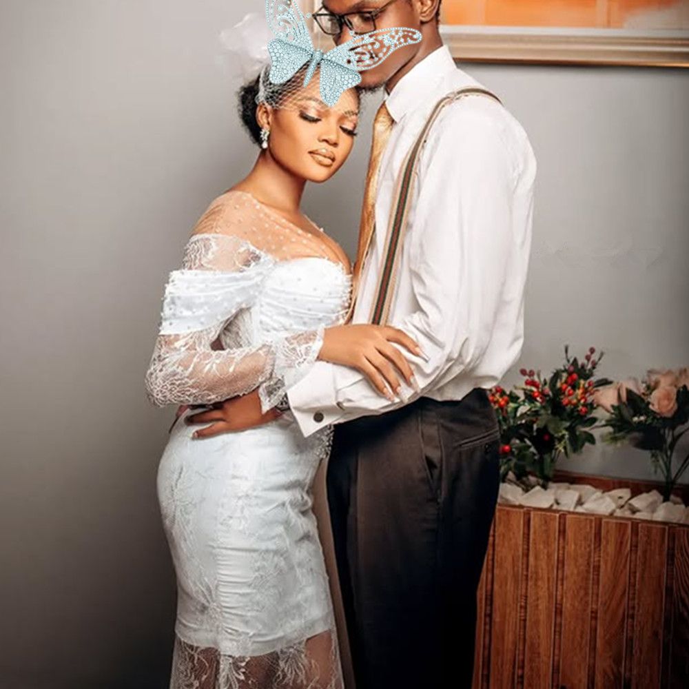 Luxury Arabic Dubai Wedding Dresses Floral Lace Illusion Scoop Neck Long Sleeves Bridal Gowns Sweep Train Vestidos De Novia Formal Pearls Plus Size Cu