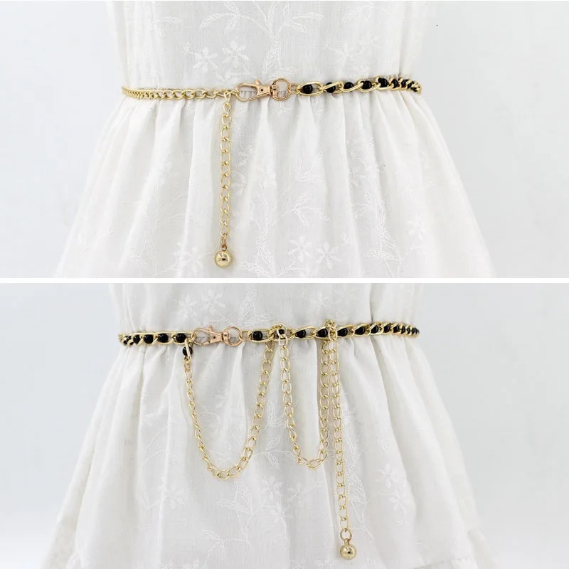 Metal Ball Pendant Waist Chain Women Thin Belt Gold Sliver Color Long Girdle Female Strap For Dress Skirt Decorative Waistband 250715