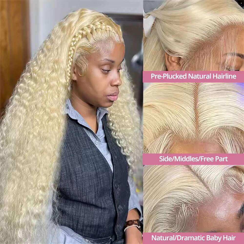 Deep 13x6 HD Frontal Human Hair Wig 30 40 Inch Curly 613 Honey Blonde Water Wave 13x4 Lace Front Wigs For Women 250%