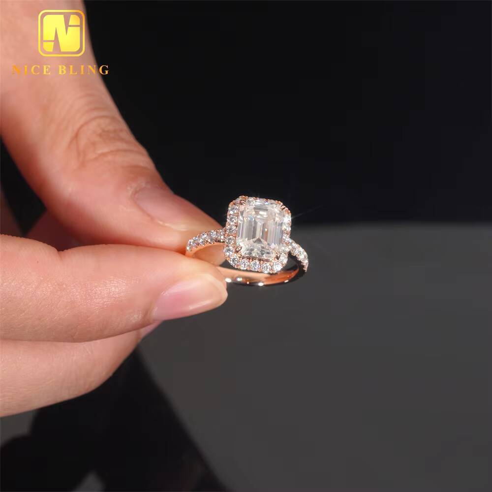Custom Luxury Jewelry 14K Real Gold Iced Out VVS Moissanite Diamond Wedding Engagement Ring for Women
