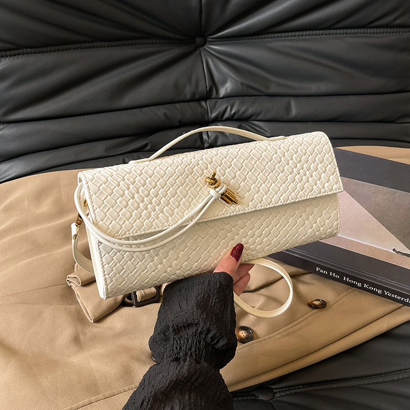 Designer Bags for Women Woven Baguette Bag Fashion Horizontal Pu Leather Crossbody Single-shoulder Handbag