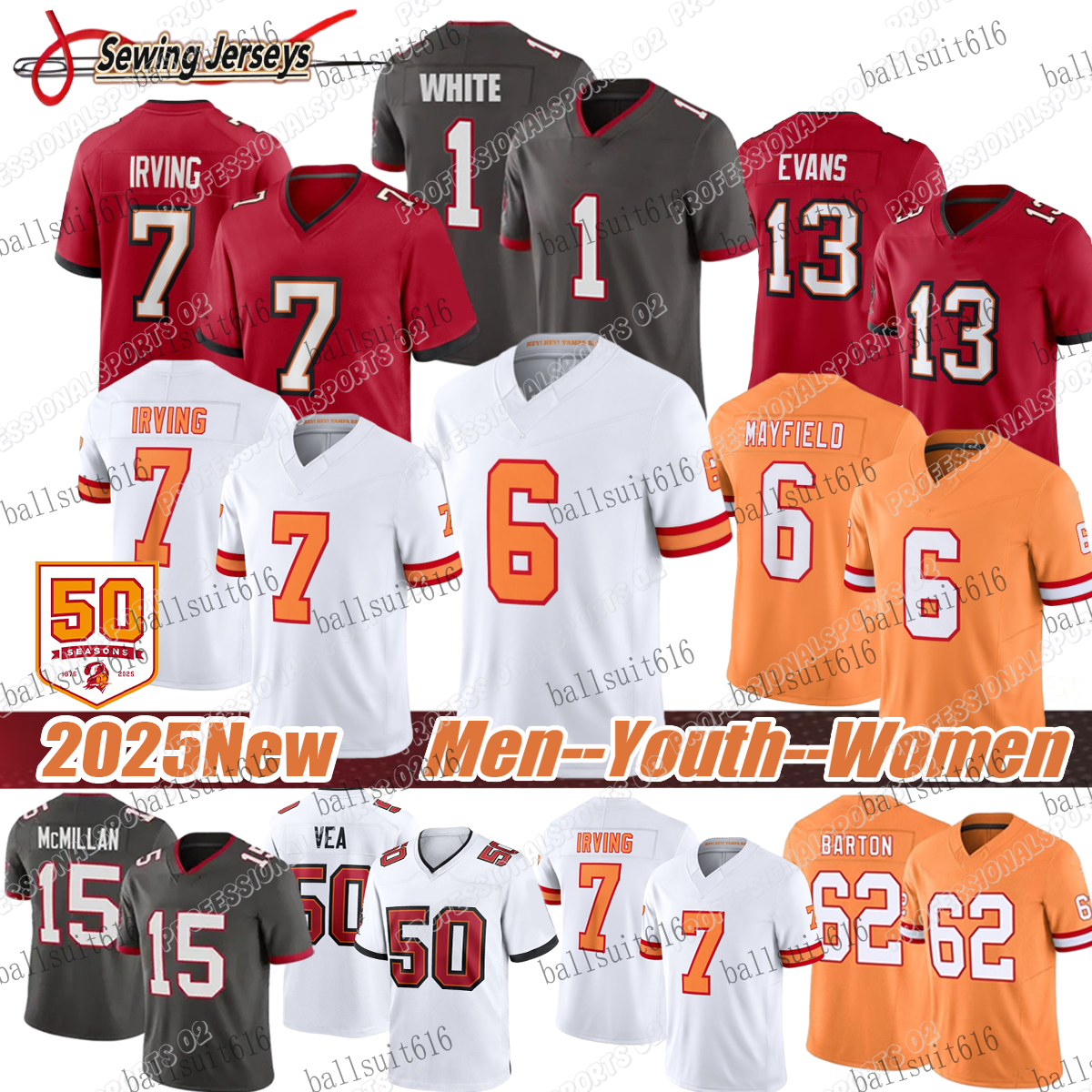 Tampa Bays BuccaneersJersey Baker Mayfield Mike Evans Chris Godwin Emeka Egbuka Tom Brady Antoine Winfield Jr. Football Jerseys