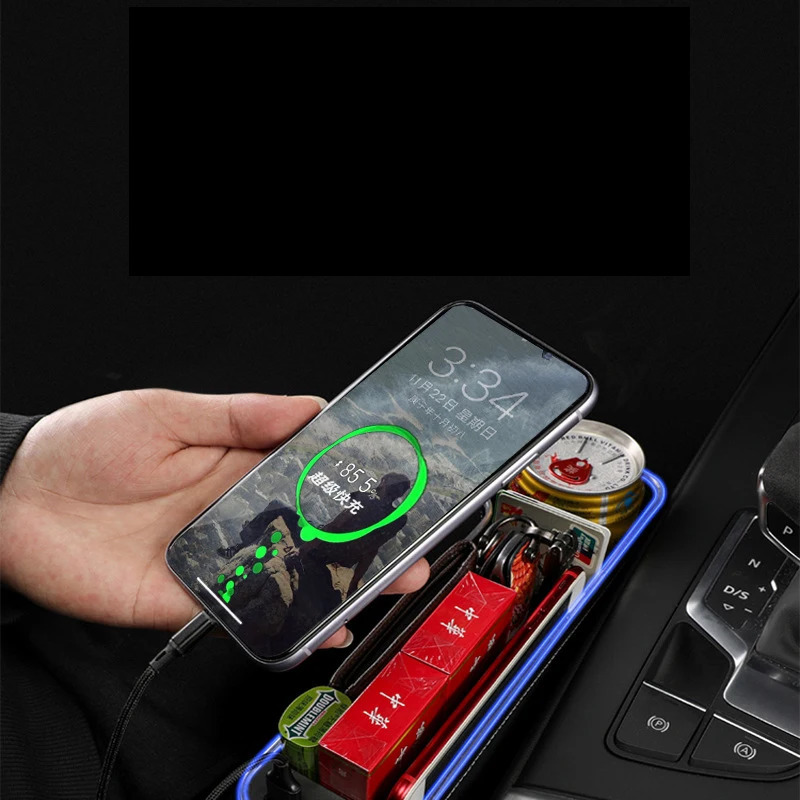 Car Seat Slot Cup Holder Storage Box Multifunctional Center Control Armrest Box Rechargeable Leakproof Slot Plug Car Storage Box 250715