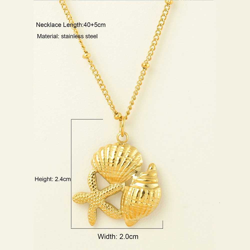 Golden Choker Women Stainless Steel Pendant Necklace Conch Starfish Bow Pendants Fashionable Womens Chunky Jewelry One Piece XJ250717