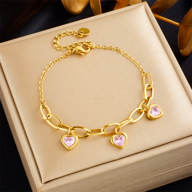 18k Gold Plated Chain Iced Out Stack Bracelet Designer Jewelry Heart Butterfly Tree Charm Bracelets Cuff Fine Jewelry for Women Birthday Wedding Mothe