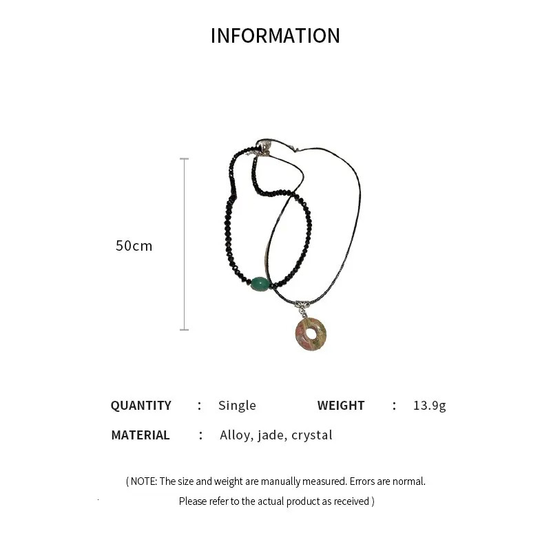 2 Pcs Vintage Peace Buckle Pendant Necklaces Natural Stone Beads Chains Choker Necklace Set Women Men Chinese Style Jewelry 250715