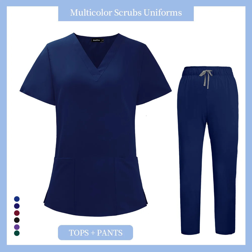 Pet grooming institution Scrubs set High Quality Spa Uniforms Unisex V-Neck Work clothes suits clothes Scrubs Tops Pants 250715